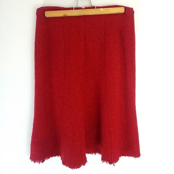 Sandra Angelozzi Red Wooly Skirt with Ribbon Trim - Picture 7 of 9